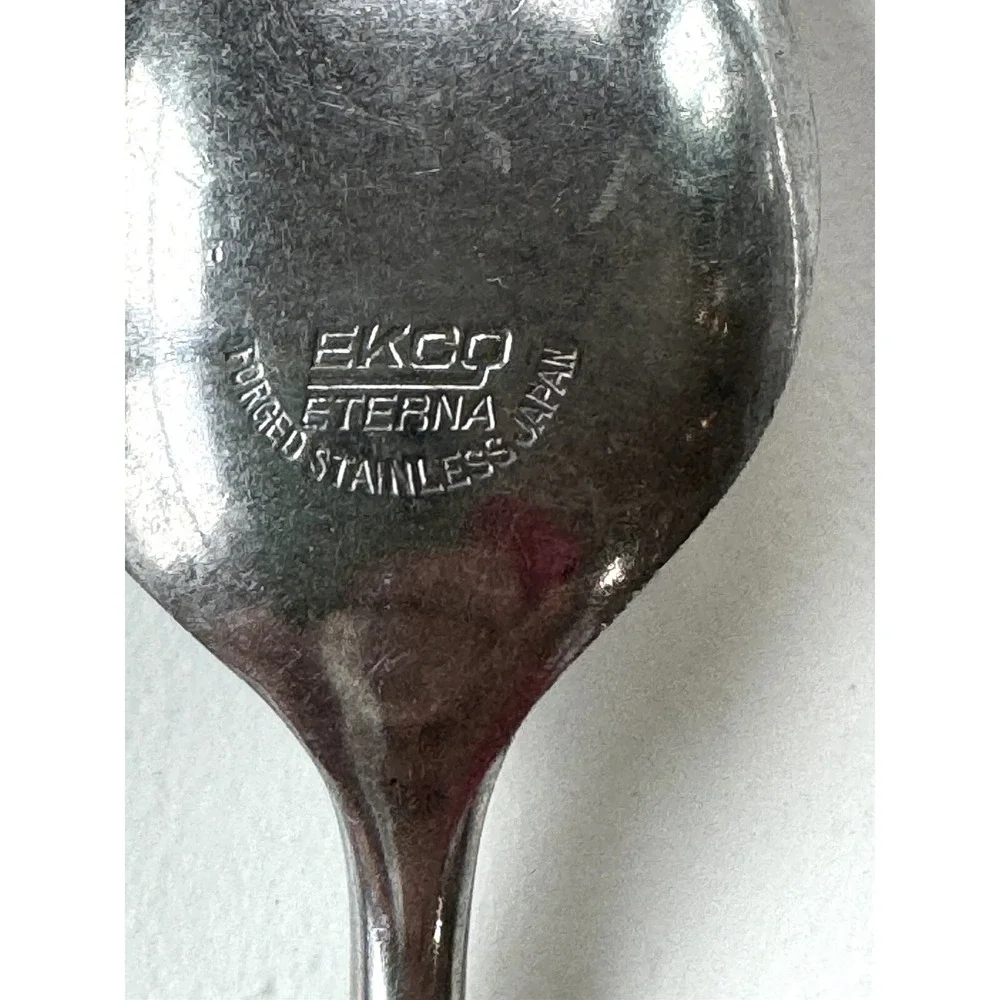 Ekco Eterna Canoe 4 Spoons MCM Japan Forged Stainless & Wood Handle